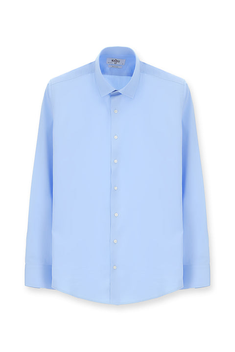Light Blue Long Sleeve Slim Fit Classic Nano Care Water Repellent Stain Resistant 4 Seasons Cotton Shirt