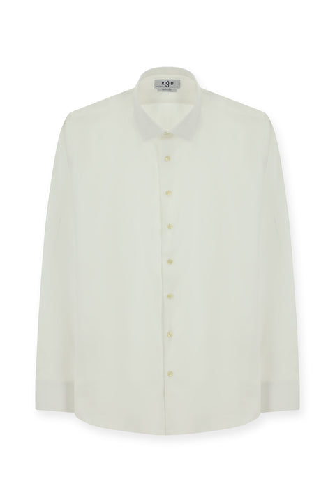 White Long Sleeve Slim Fit Classic Nano Care Water Repellent Stain Resistant 4 Seasons Cotton Shirt