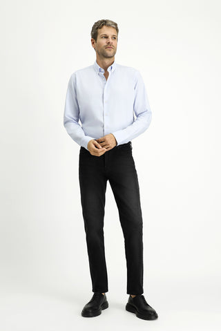  Açık Mavi Uzun Kol Slim Fit Dar Kesim Pamuk 4 Mevsim Oxford Gömlek