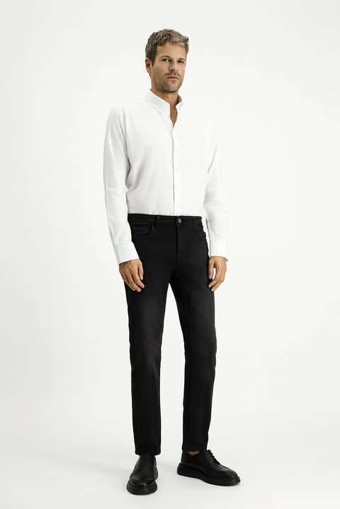 White Long Sleeve Slim Fit Narrow Cut Cotton 4 Seasons Oxford Shirt