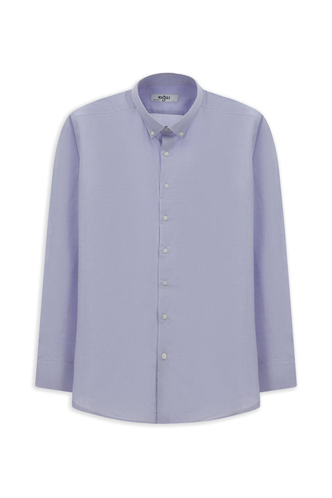 Lila Uzun Kol Slim Fit Dar Kesim Pamuk 4 Mevsim Oxford Gömlek