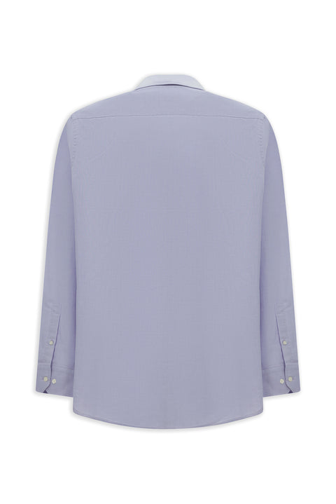 Lila Uzun Kol Slim Fit Dar Kesim Pamuk 4 Mevsim Oxford Gömlek