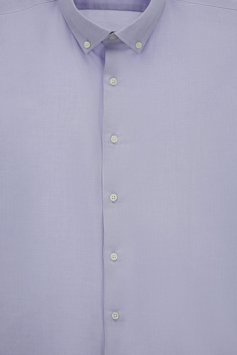 Lila Uzun Kol Slim Fit Dar Kesim Pamuk 4 Mevsim Oxford Gömlek