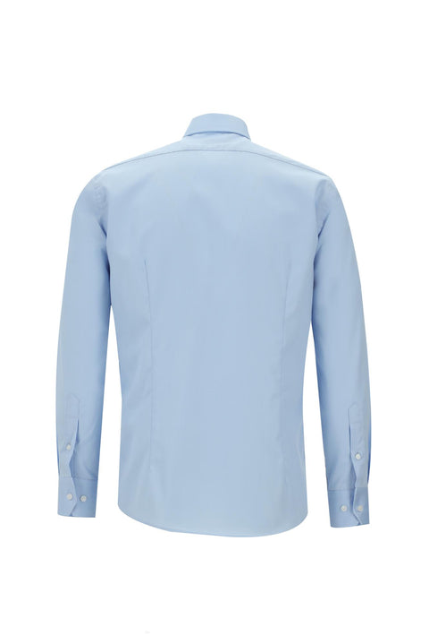 Light Blue Long Sleeve Slim Fit Classic Non-Iron Satin Cotton Shirt