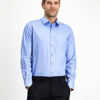 Light Blue Long Sleeve Slim Fit Classic Non-Iron Satin Cotton Shirt