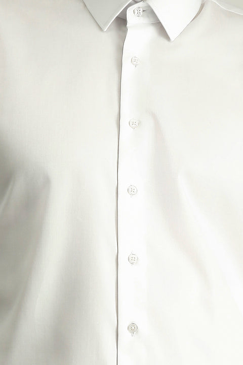 White Long Sleeve Slim Fit Classic Non-Iron Satin Cotton Shirt