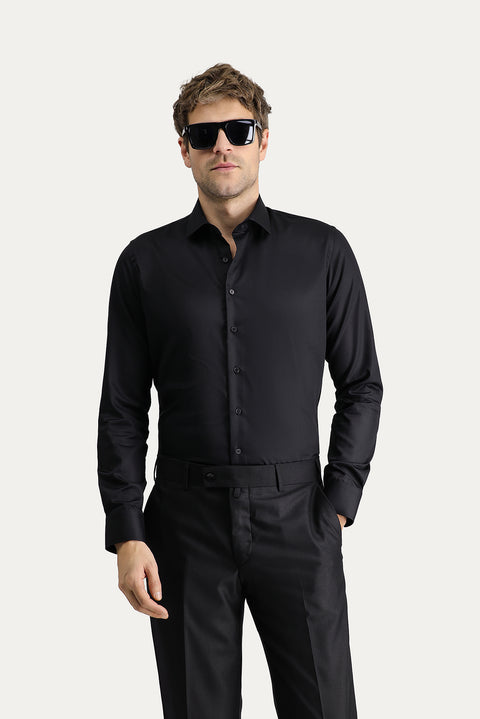 Black Long Sleeve Slim Fit Non-Iron Classic Cotton Shirt