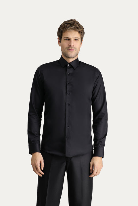 Black Long Sleeve Slim Fit Non-Iron Classic Cotton Shirt