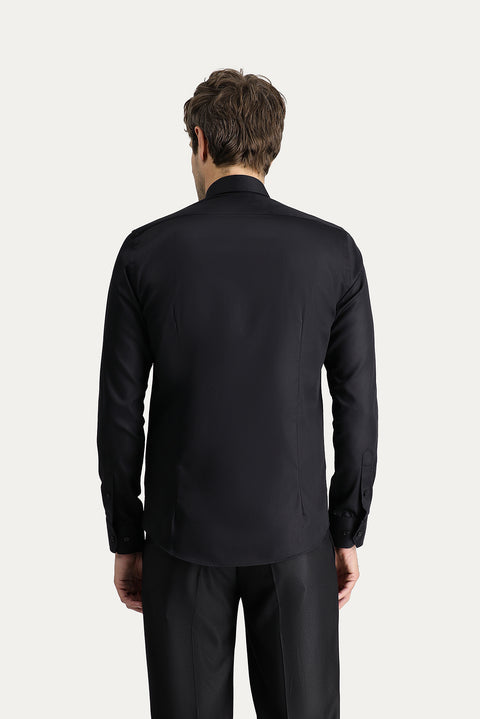 Black Long Sleeve Slim Fit Non-Iron Classic Cotton Shirt