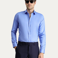 Dark Blue Long Sleeve Slim Fit Non-Iron Classic Cotton Shirt