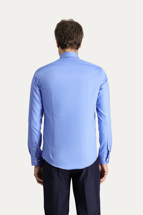Dark Blue Long Sleeve Slim Fit Non-Iron Classic Cotton Shirt