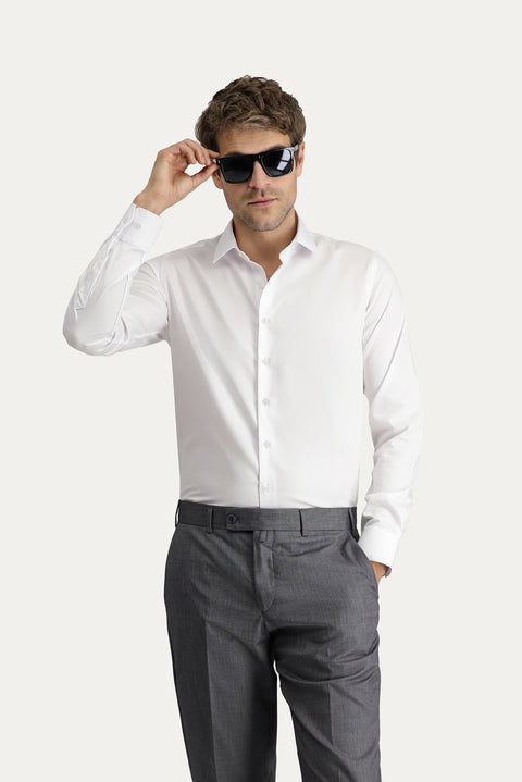 White Long Sleeve Slim Fit Non-Iron Classic Cotton Shirt