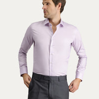 Lila Uzun Kol Slim Fit Dar Kesim Non Iron Klasik Pamuklu Gömlek