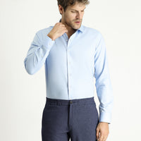 Light Blue Long Sleeve Slim Fit Narrow Cut Non-Iron Classic Cotton Shirt