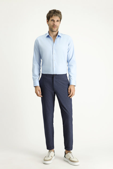 Light Blue Long Sleeve Slim Fit Narrow Cut Non-Iron Classic Cotton Shirt