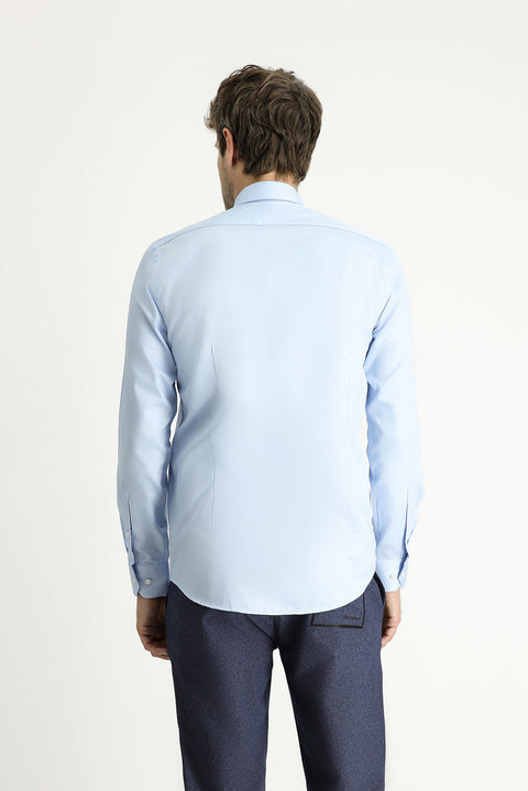 Light Blue Long Sleeve Slim Fit Narrow Cut Non-Iron Classic Cotton Shirt