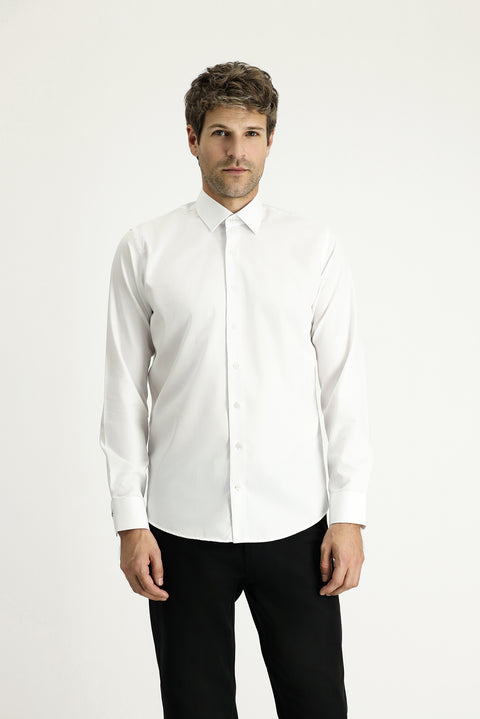 Beyaz Uzun Kol Slim Fit Dar Kesim Non Iron Klasik Pamuklu Gömlek