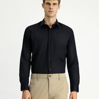 Siyah Uzun Kol Slim Fit Dar Kesim Klasik Non Iron Pamuklu Gömlek