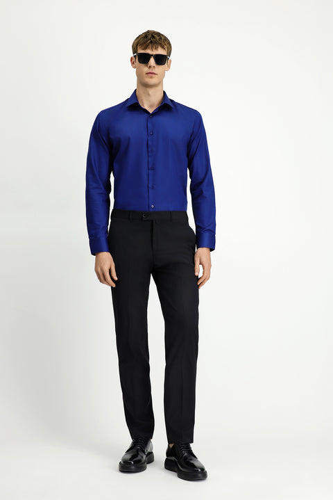 Medium Navy Long Sleeve Slim Fit Classic Non-Iron Cotton Shirt