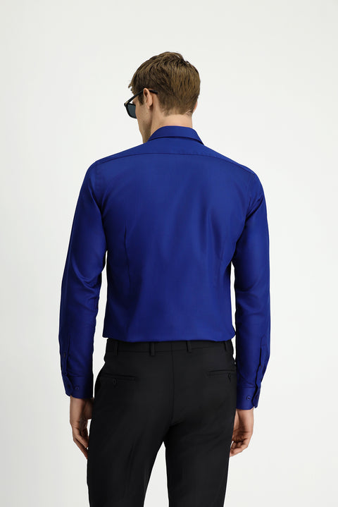 Medium Navy Long Sleeve Slim Fit Classic Non-Iron Cotton Shirt