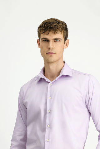  Lila Uzun Kol Slim Fit Dar Kesim Klasik Non Iron Pamuklu Gömlek