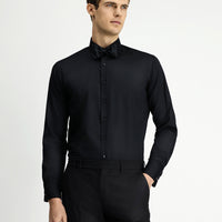 Black Long Sleeve Classic Patterned Non-Iron Cotton Shirt