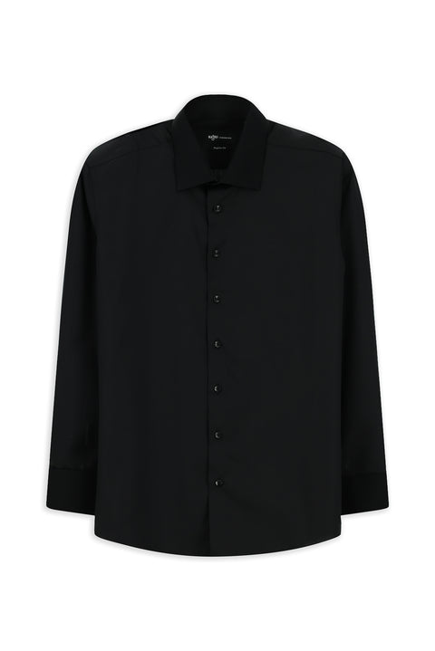 Black Long Sleeve Classic Patterned Non-Iron Cotton Shirt