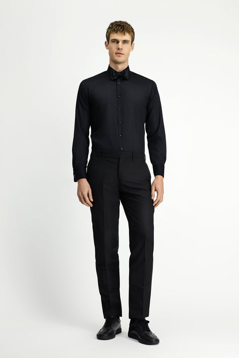Black Long Sleeve Classic Patterned Non-Iron Cotton Shirt