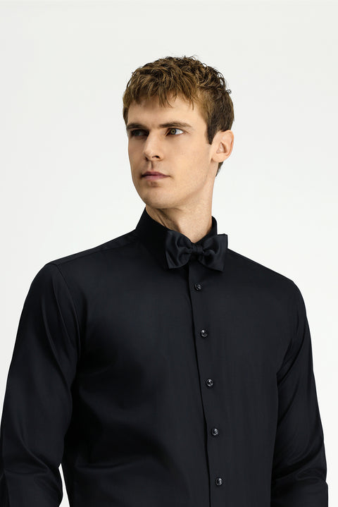 Black Long Sleeve Classic Patterned Non-Iron Cotton Shirt
