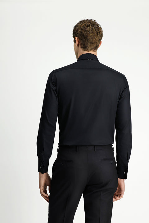 Black Long Sleeve Classic Patterned Non-Iron Cotton Shirt