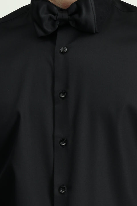 Black Long Sleeve Classic Patterned Non-Iron Cotton Shirt