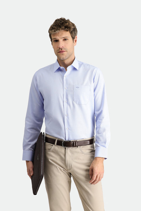 Blue Long Sleeve Classic Oxford Non-Iron Cotton Shirt