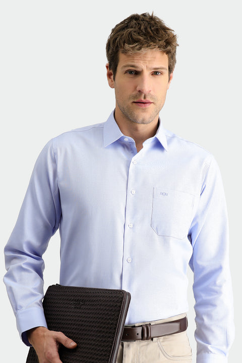 Blue Long Sleeve Classic Oxford Non-Iron Cotton Shirt