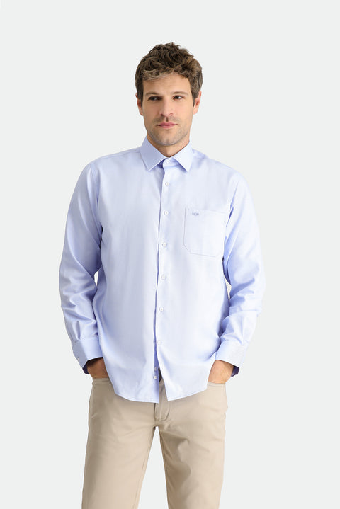 Blue Long Sleeve Classic Oxford Non-Iron Cotton Shirt