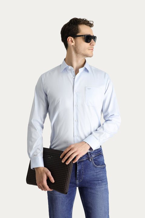 Light Blue Long Sleeve Classic Non-Iron Oxford Cotton Shirt