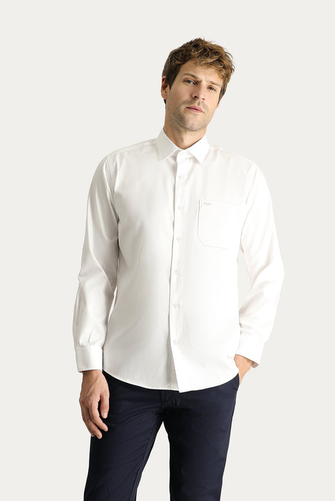 White Long Sleeve Classic Non-Iron Oxford Cotton Shirt