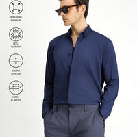 Dark Navy Techno-Line Long Sleeve Slim Fit Lycra Shirt