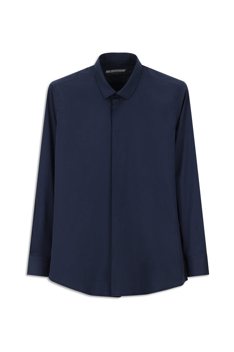 Dark Navy Techno-Line Long Sleeve Slim Fit Lycra Shirt