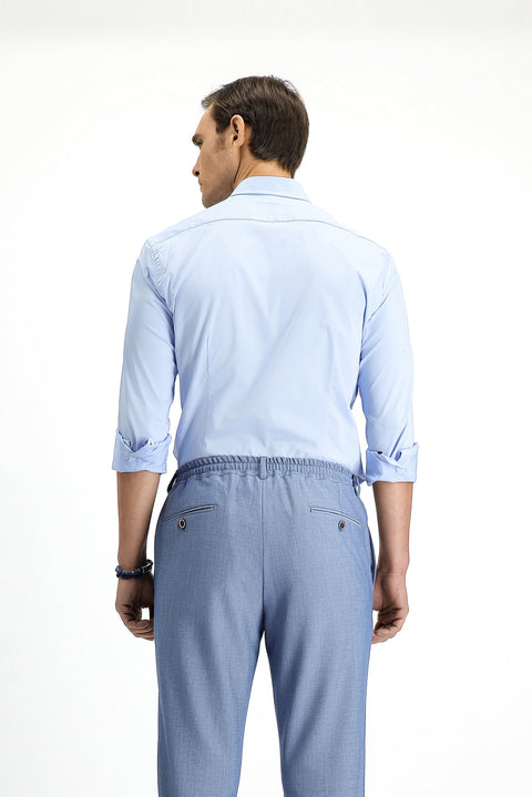 Light Blue Techno-Line Long Sleeve Slim Fit Lycra Shirt