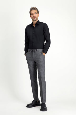  Siyah Uzun Kol Slim Fit Dar Kesim Klasik Nano Care Su İtici Leke Tutmaz 4 Mevsim Pamuk Gömlek