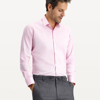 Pink Long Sleeve Slim Fit Classic Nano Care Water Repellent Stain Resistant 4 Seasons Cotton Shirt