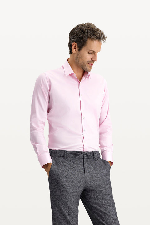 Pink Long Sleeve Slim Fit Classic Nano Care Water Repellent Stain Resistant 4 Seasons Cotton Shirt