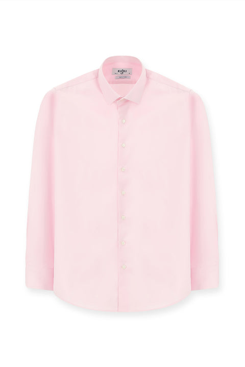 Pink Long Sleeve Slim Fit Classic Nano Care Water Repellent Stain Resistant 4 Seasons Cotton Shirt