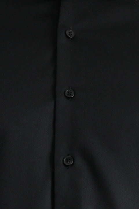 Black Long Sleeve Slim Fit Non-Iron Cotton Sateen Classic Shirt