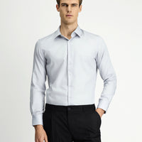 Medium Gray Long Sleeve Slim Fit Cotton Non-Iron Sateen Classic Shirt