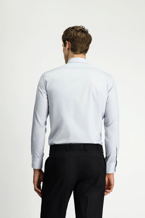 Medium Gray Long Sleeve Slim Fit Cotton Non-Iron Sateen Classic Shirt