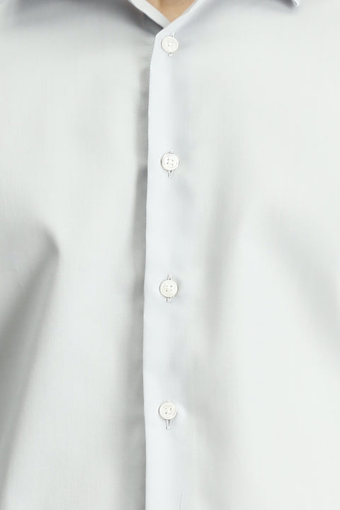 Medium Gray Long Sleeve Slim Fit Cotton Non-Iron Sateen Classic Shirt