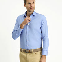 Light Blue Long Sleeve Slim Fit Non-Iron Sateen Classic Shirt