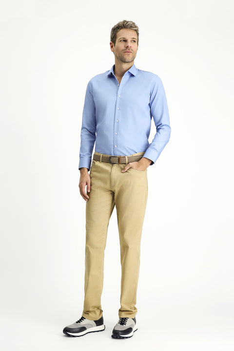 Light Blue Long Sleeve Slim Fit Non-Iron Sateen Classic Shirt