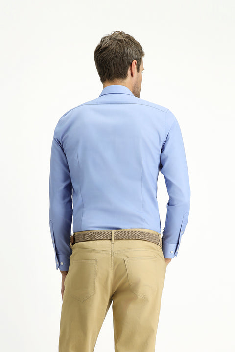 Light Blue Long Sleeve Slim Fit Non-Iron Sateen Classic Shirt